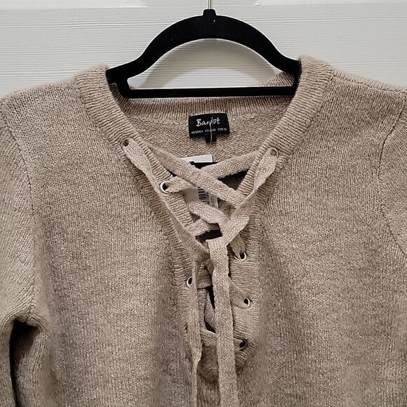 Bardot Cropped Lace up Sweater SZ 4 / XS - Picture 3 of 8